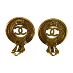 Chanel Vintage Coco Mark Gold Metal Earrings 97 Engraved — view 4