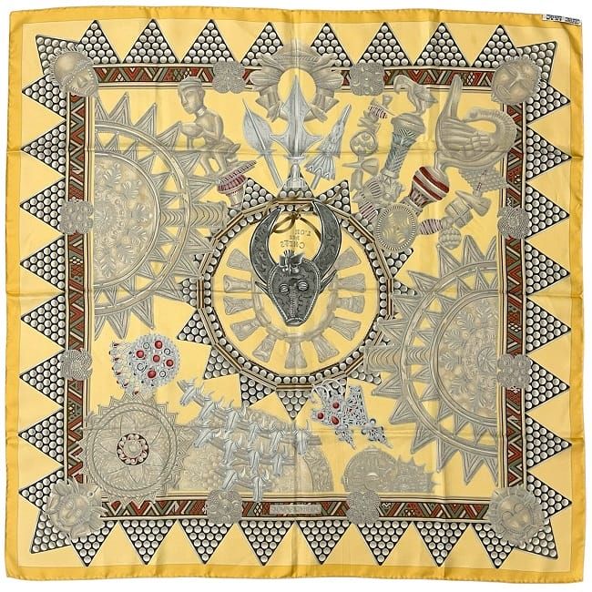 Hermes Scarf Carre 90 Beige Brown L'or des — view 5