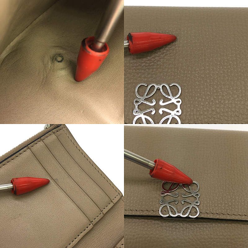 Loewe Small Vertical Leather Anagram Compact Wallet Purse Grey — view 9