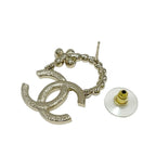 Chanel Earrings Gold Coco Mark Flower Rhinestone — view 5