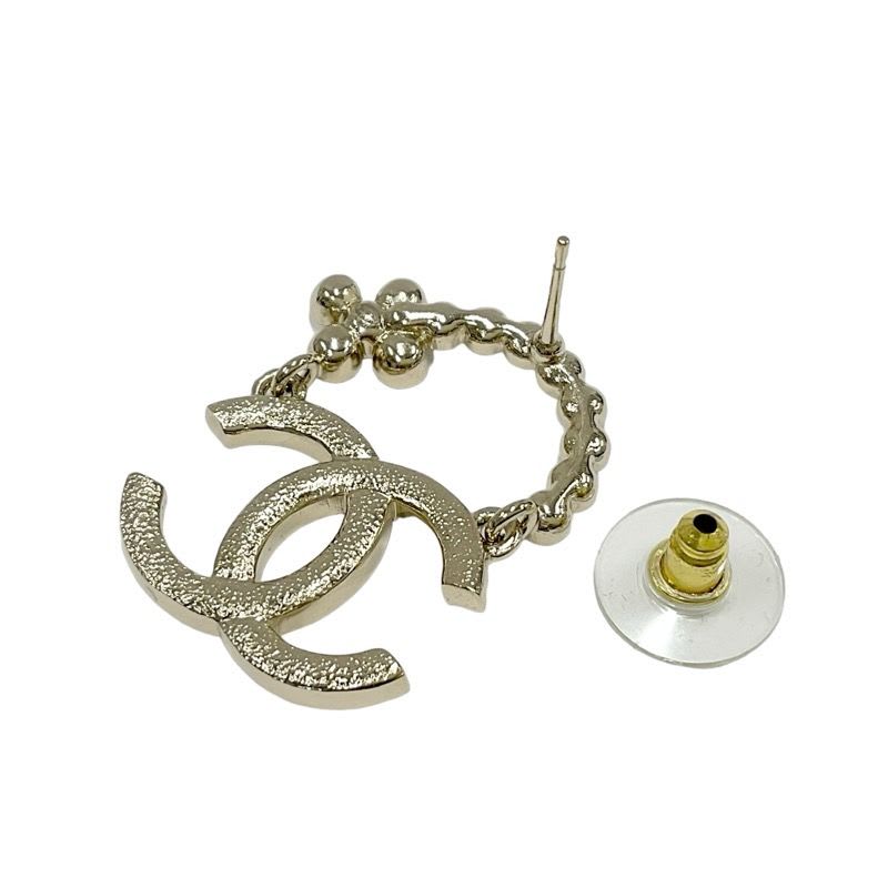Chanel Earrings Gold Coco Mark Flower Rhinestone — view 5