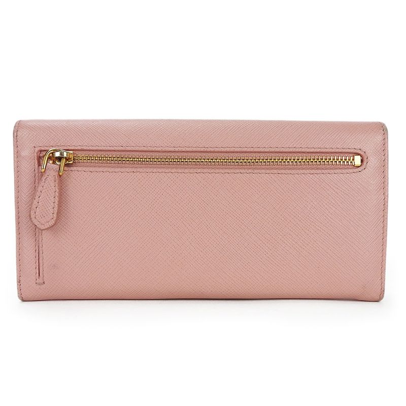 Prada Long Wallet 1 Mh132 Saffiano Leather Light Pink Gold Hardware Fold Simple — view 3