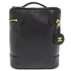 Chanel Caviar Leather Black 4 Vintage Vanity Bag Handbag Vertical Shape — view 2