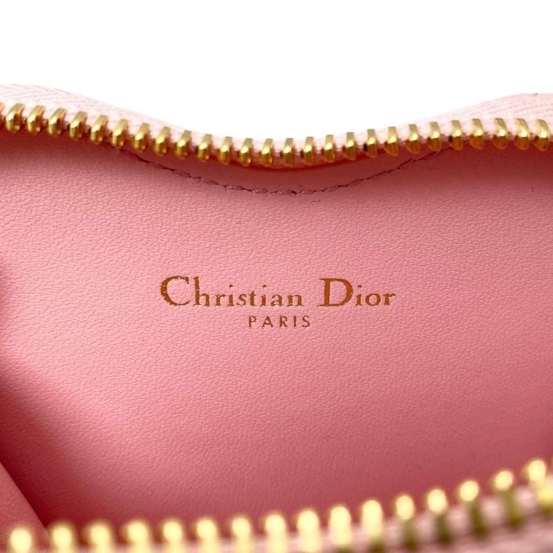 Christian Dior Chain Heart Pouch S5097 Unid Calfskin Pink — view 6