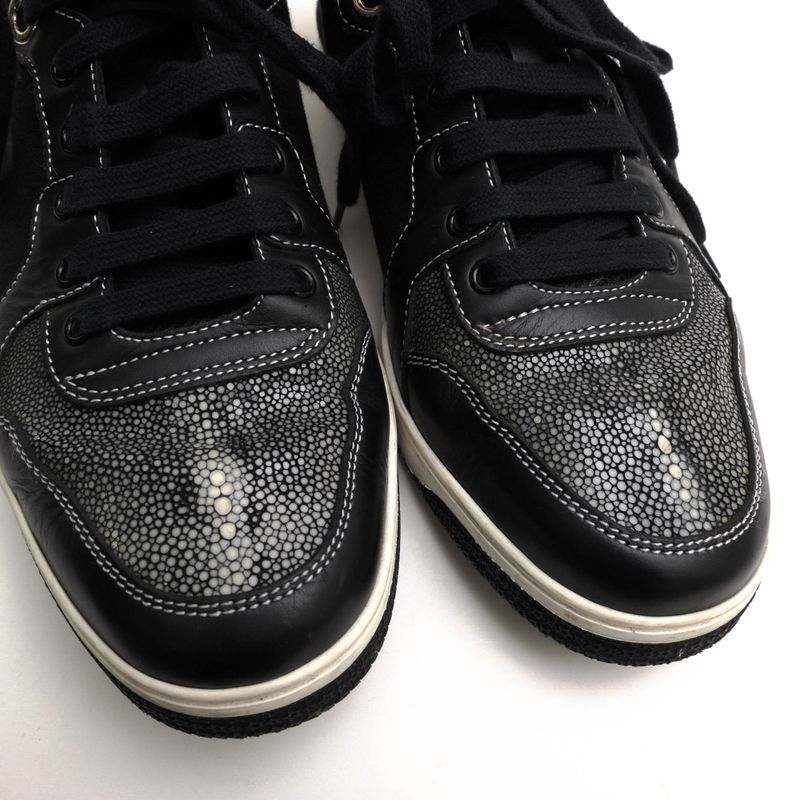Gucci Shoes Sneakers High Cut Men Cotton Canvas Leather Black — view 9