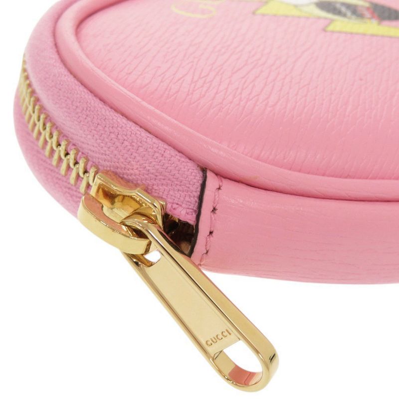 Gucci Bananya Heart Shape Leather Pink Coin Case 0415