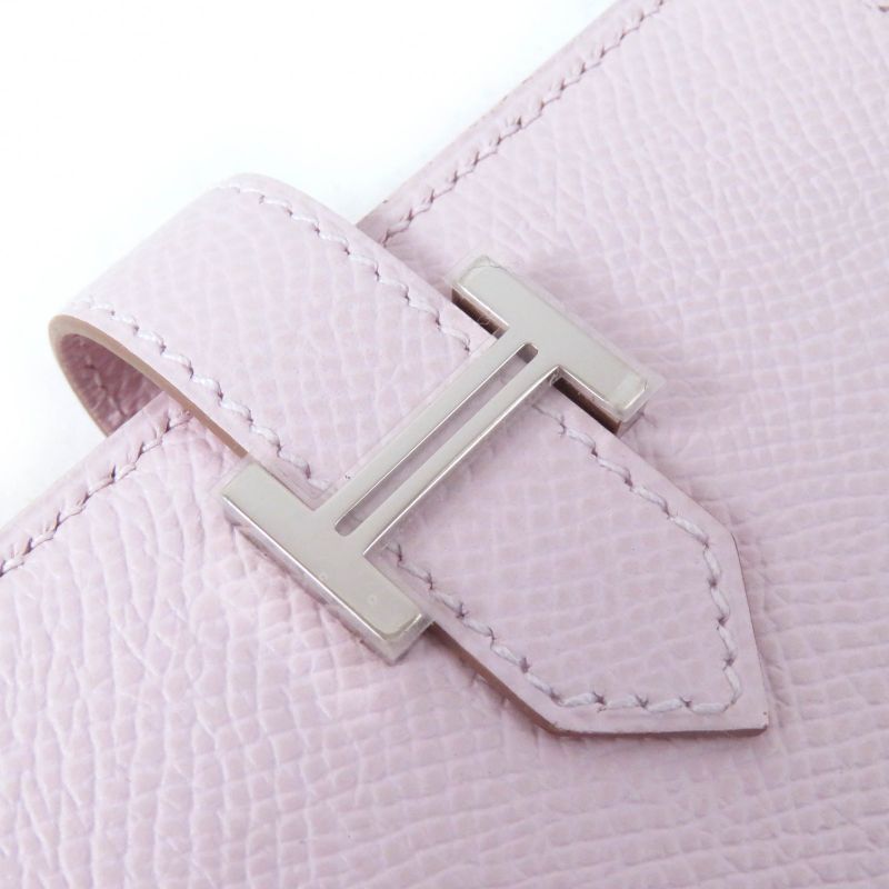 Hermes Bearn Mini Mauve Pere Silver Hardware Vaux Epson Compact Wallet Bifold — view 8