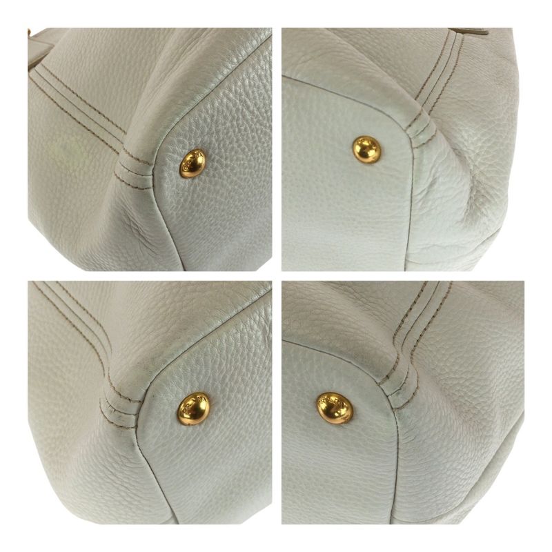 Prada Vittero Dino White Gold Hardware Leather Bn2534 Tote Handbag — view 3