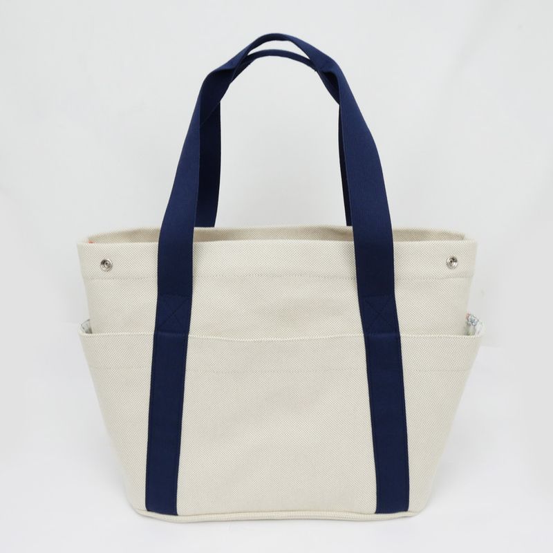 Hermes Cabrio Mother's Bag Toile Ash Gripe Lou Navy Tote Canvas — view 8