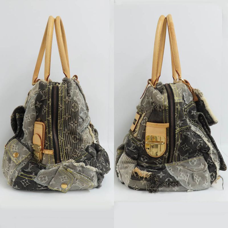 Louis Vuitton Bowery Monogram Denim Shoulder Tote Bag Gray — view 6