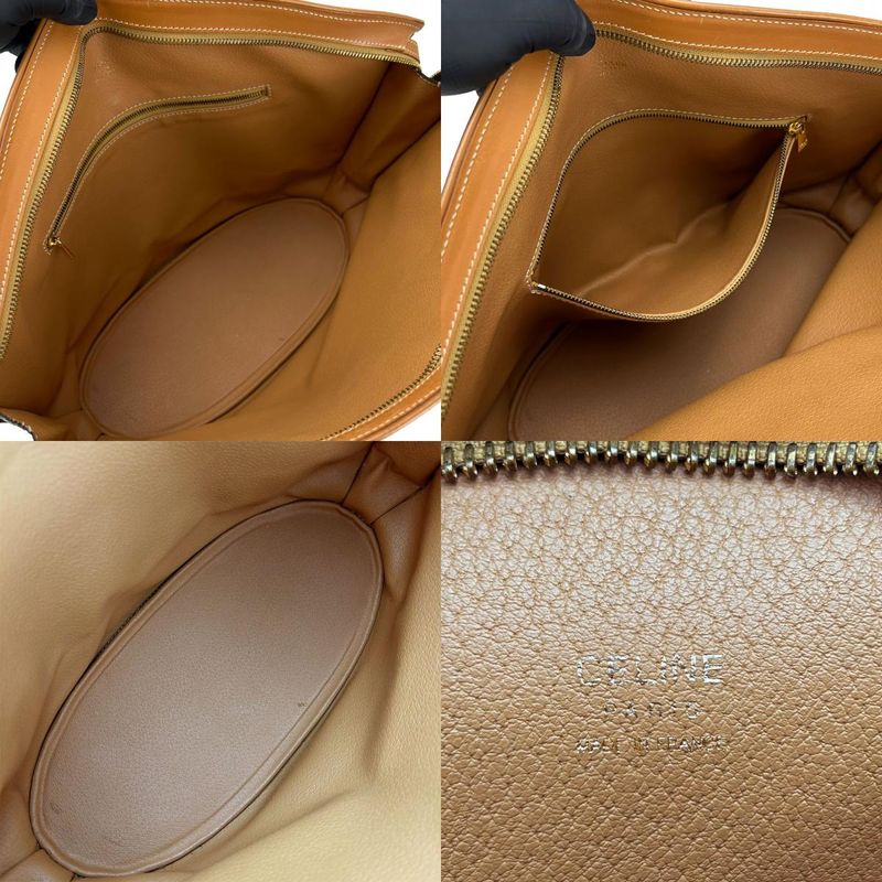 Celine Tote Bag Macadam Leather Brown Gold Hardware — view 7