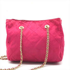 Prada Triangle Logo Tessuto Nylon Quilted Chain Tote Pink — view 3