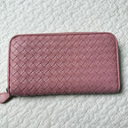 Bottega Veneta Intrecciato Round Zipper Long Wallet Leather Pink — view 5