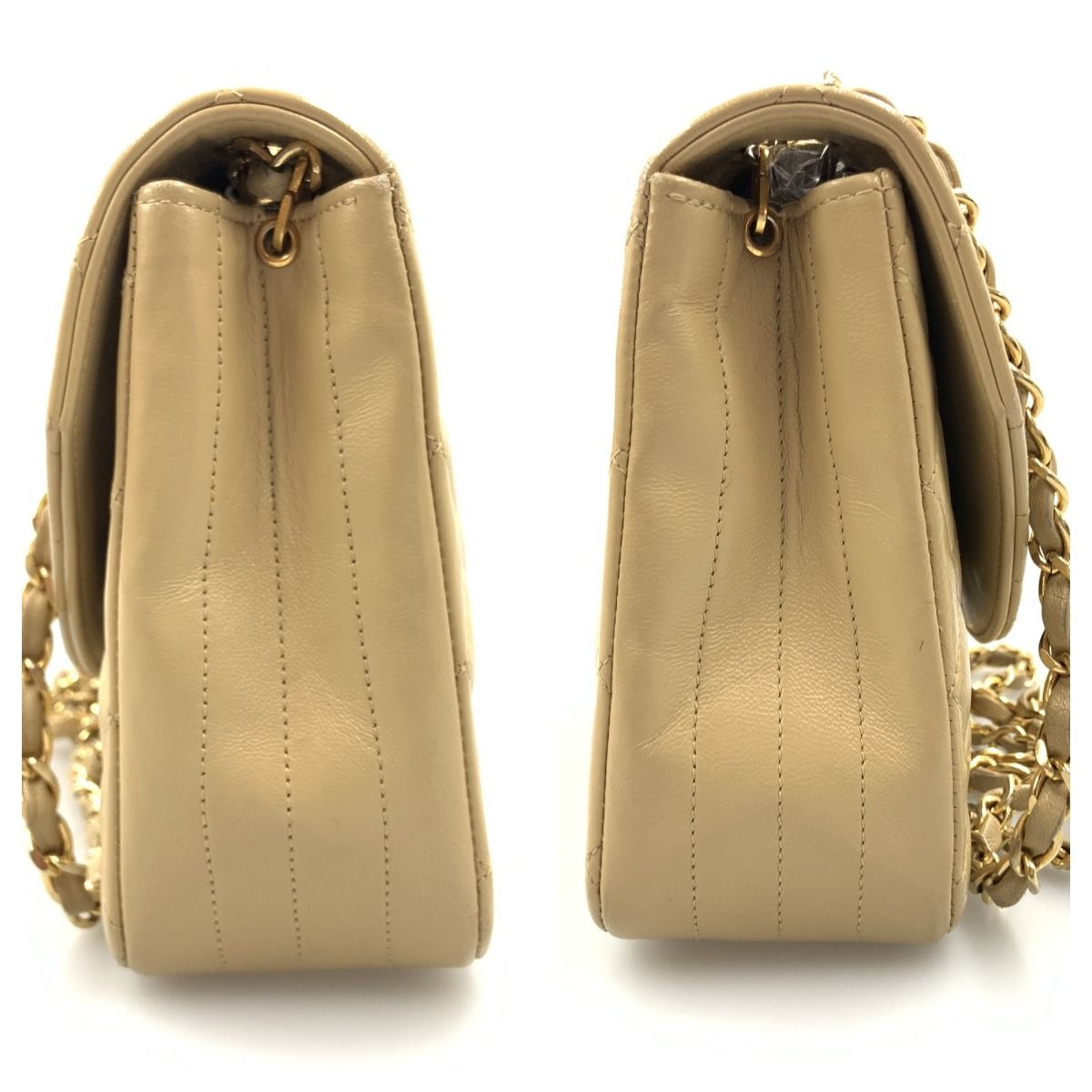Chanel Quilted Single Flap Chain Shoulder Bag Khaki — view 6