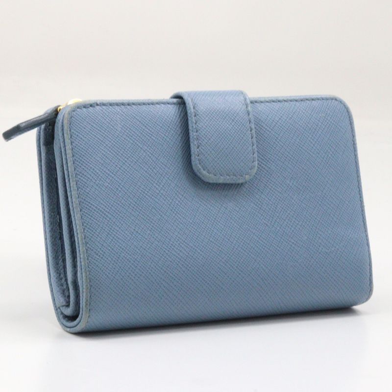 Prada Saffiano Astrale Light Blue Fold Wallet — view 3