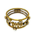 Christian Dior Ja Ring Double Finger Logo GP Rhinestone Gold 9 Size — view 6