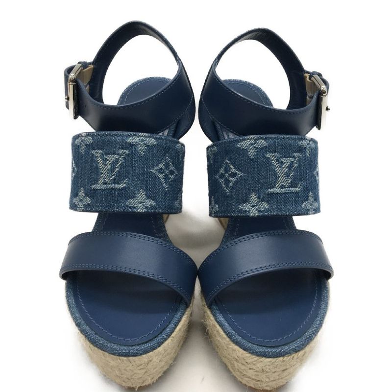 Louis Vuitton Sandals Wedge Sole Starboard Line Sky Blue — view 2