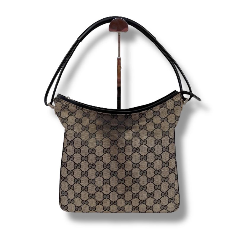 Gucci One Shoulder Bag GG Canvas Nylon Leather Dark Brown Hobo Soho — view 3