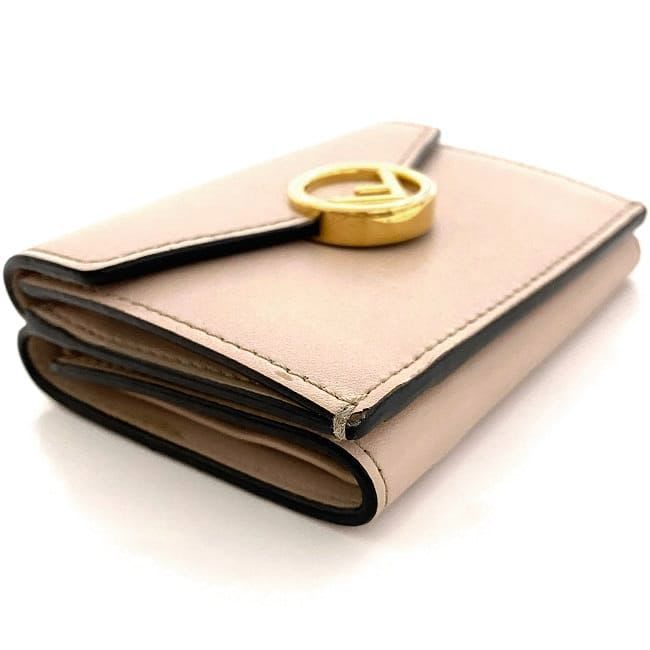 Fendi Trifold Wallet Pink Beige Gold Fize — view 7
