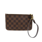 Louis Vuitton Damier Neverfull Pouch For PM Canvas Gold Hardware Brown — view 2