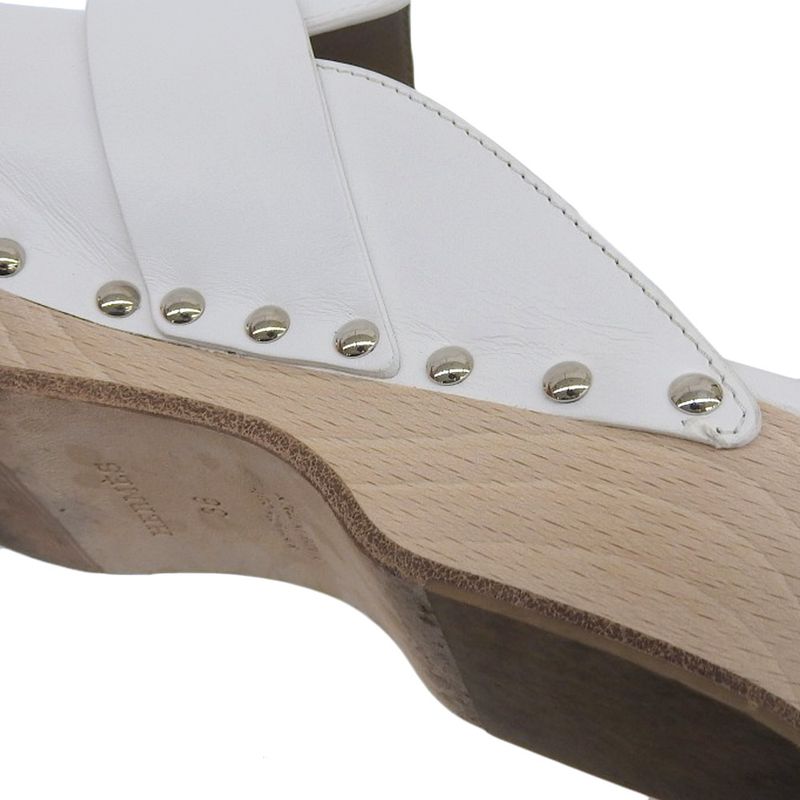 Hermes Karya Leather Sabo Sandals Mules 36 White — view 6