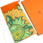 Hermes Pareo Sun Motif 100% Cotton Orange Large Shawl — view 4