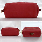 Prada Pouch Red 1 N0175 Small Bag Canvas Leather — view 2