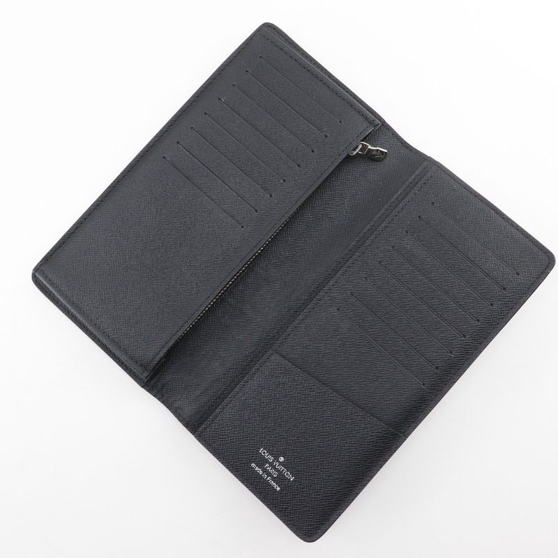 Louis Vuitton Portefeuille Brazza Taiga Noir Black Ta0138 Long — view 5