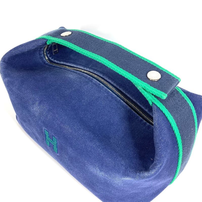 Hermes Handbag Brid A Black GM Cotton Blue — view 3