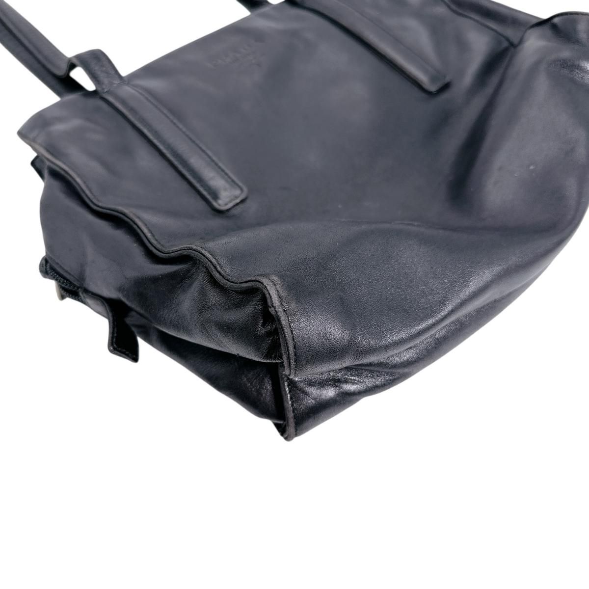 Prada Tote Bag Logo Shape Pressed Black — view 6