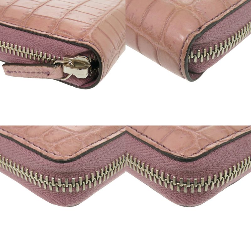 Gucci Round Zipper Matte Croc Purple Long Wallet 1313 — view 4