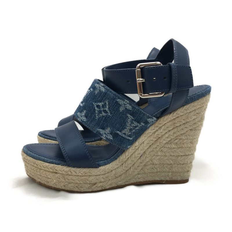 Louis Vuitton Sandals Wedge Sole Starboard Line Sky Blue — view 4