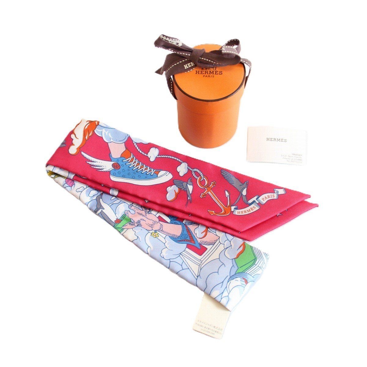 Hermes Tsuiri My Cloud Silk Red Scarf — view 9