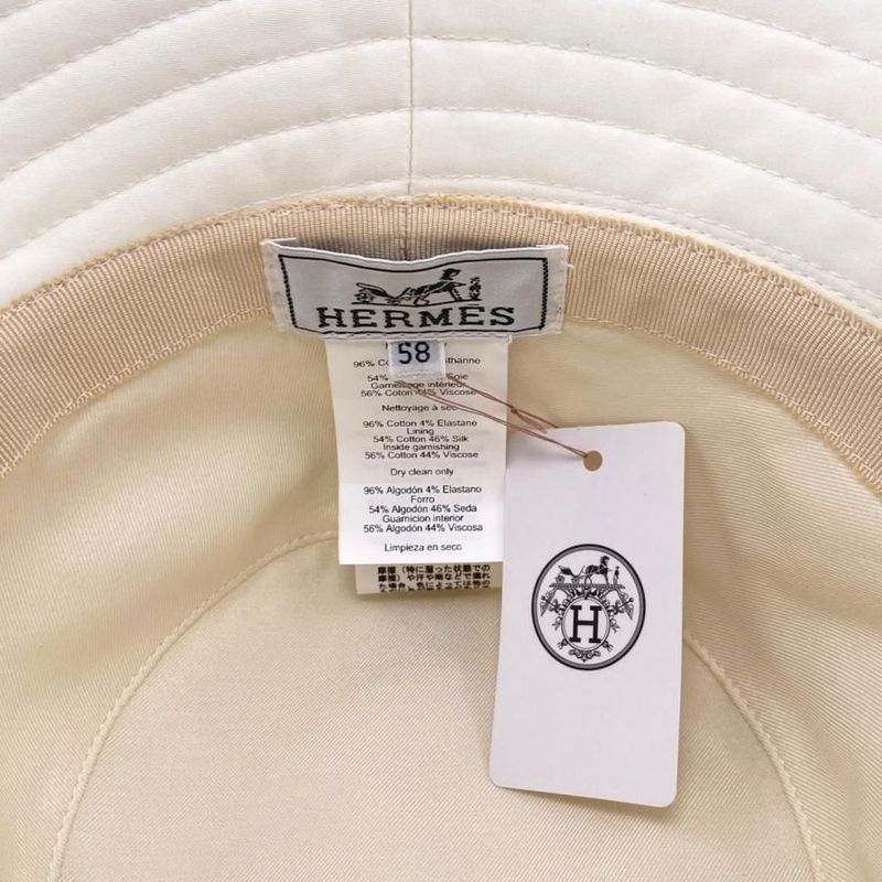 Hermes Hat Bucket Harper Emile Size 58 Cotton White Navy — view 7