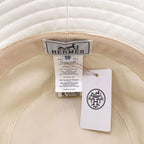 Hermes Hat Bucket Harper Emile Size 58 Cotton White Navy — view 7
