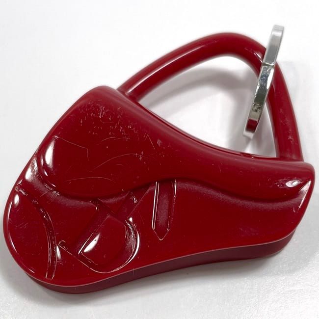 Christian Dior Key Ring Red Silver Plastic — view 5