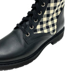 Fendi Rococo Boots Short Shoes Zucca Check Lace Up Leather Fabric Black — view 9