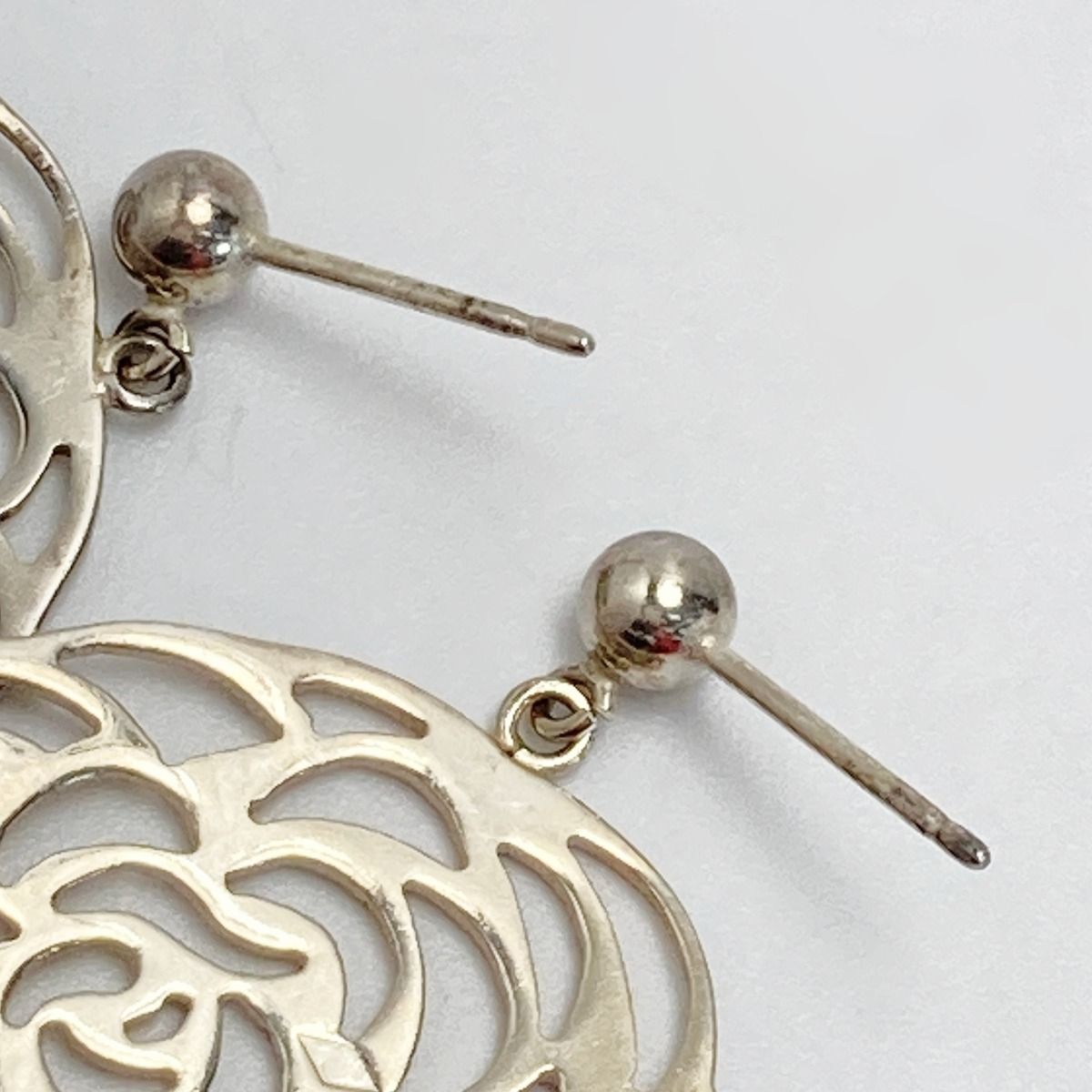 Chanel Camellia Earrings Silver SV 925 Box and Cloth Bag — view 5