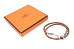 Hermes Jumbo Choker Necklace Bracelet Leather Brown Silver