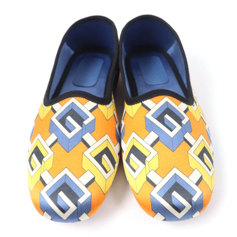 Gucci Geometric G All Over Logo Satin Room Shoes In Orange 37 — view 4