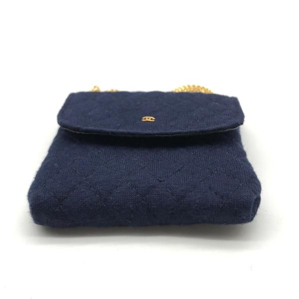 Chanel Mini Quilted Cotton Chain Bag Navy — view 6