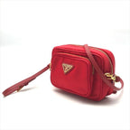 Prada Triangle Logo Nylon Mini 2-Way Pouch Shoulder Bag Red — view 2