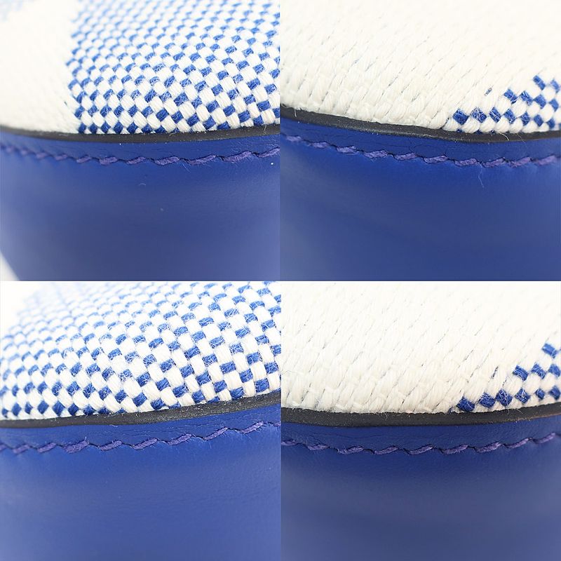 Hermes Ambie PM Shoulder Bag 2-Way Blue White U Stamp Canvas — view 6