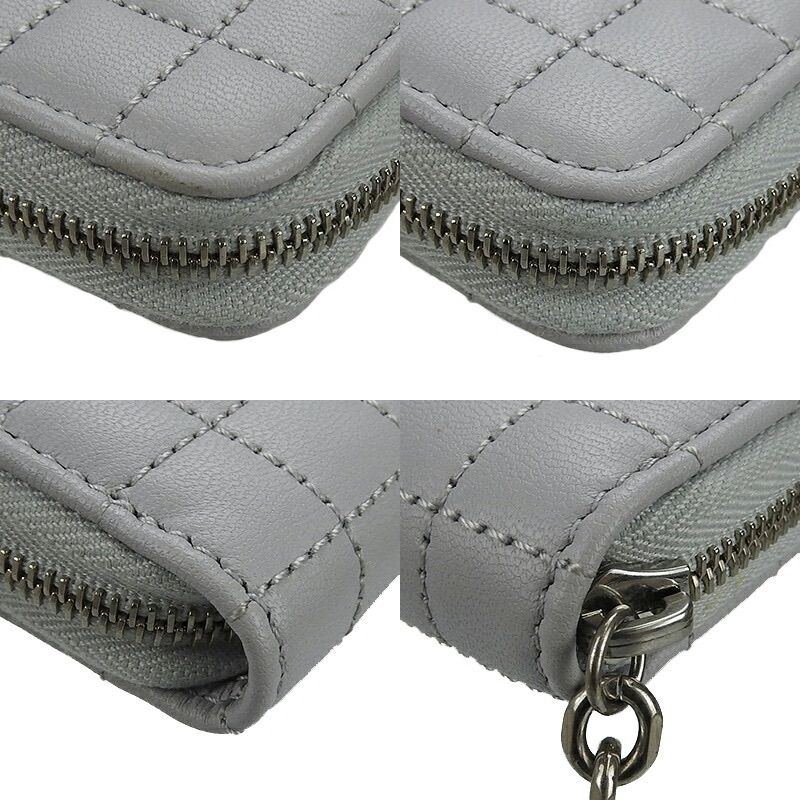 Celine 10 B663 bfl.08 gc Compact Zipped Wallet CC Charm Calfskin Light Grey Silverhar — view 4
