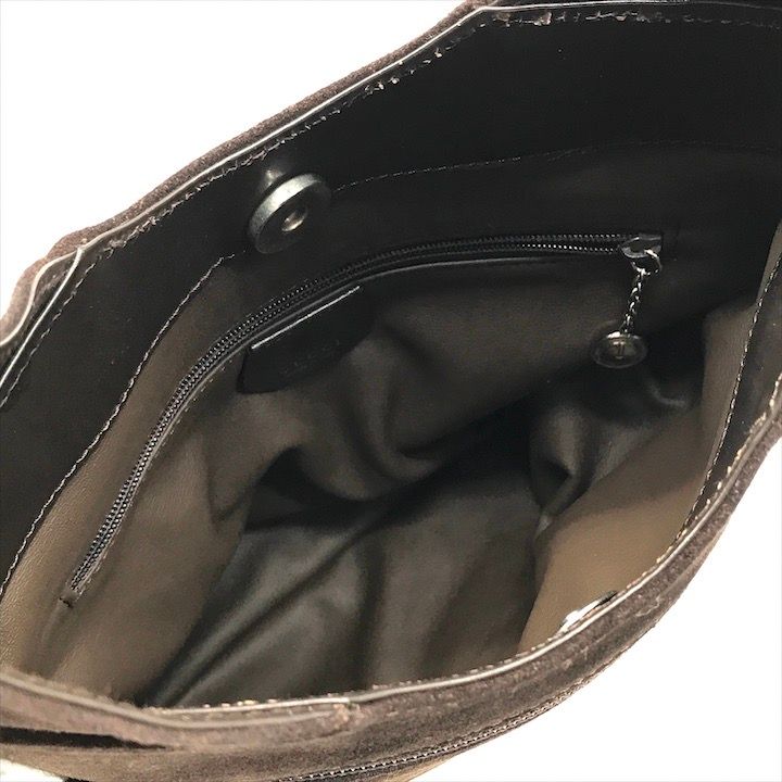 Gucci Suede Triple Zipper Vintage Shoulder Bag Brown — view 8
