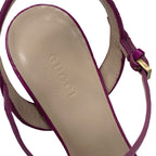 Gucci Double G Sandals Shoes Leather Purple Gold GG Marmont Strap — view 7