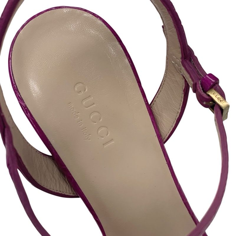 Gucci Double G Sandals Shoes Leather Purple Gold GG Marmont Strap — view 7