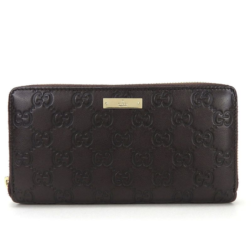 Gucci Long Wallet GG Leather Brown Dark Gold Hardware Guccissima — view 9