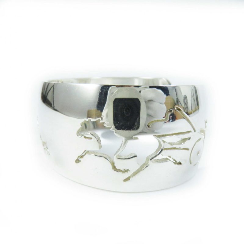 Hermes Vintage Carreche Carriage Dog Bracelet Bangle Silver — view 4