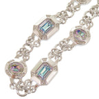 Christian Dior Vintage Metal Stone Silver Necklace Earrings 0757 — view 7